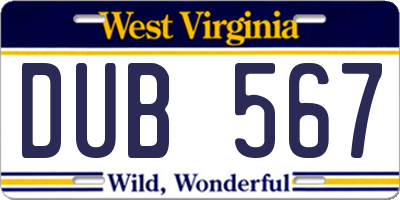 WV license plate DUB567