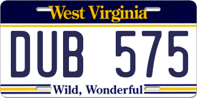 WV license plate DUB575