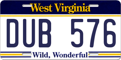 WV license plate DUB576