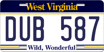 WV license plate DUB587
