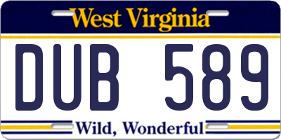 WV license plate DUB589