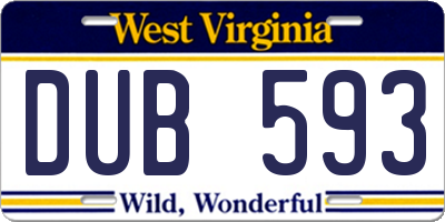 WV license plate DUB593