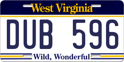 WV license plate DUB596