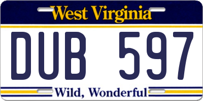 WV license plate DUB597