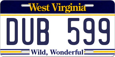 WV license plate DUB599