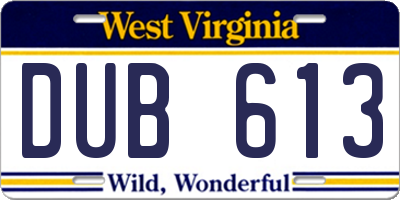 WV license plate DUB613