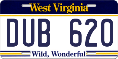 WV license plate DUB620