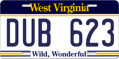 WV license plate DUB623