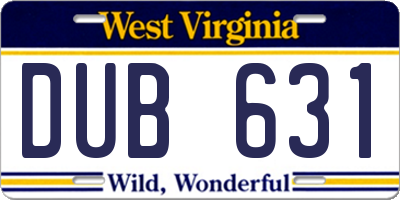 WV license plate DUB631