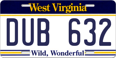 WV license plate DUB632