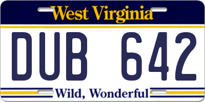 WV license plate DUB642
