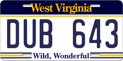 WV license plate DUB643
