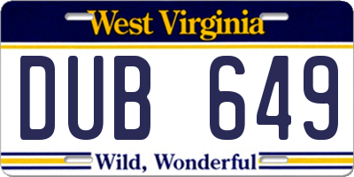 WV license plate DUB649