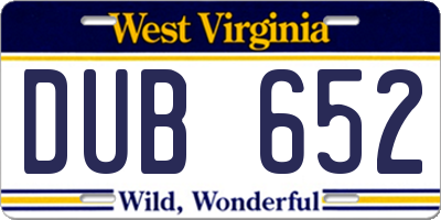 WV license plate DUB652