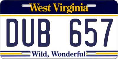 WV license plate DUB657