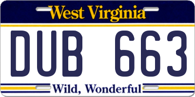 WV license plate DUB663
