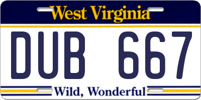 WV license plate DUB667