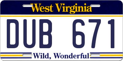 WV license plate DUB671