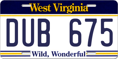 WV license plate DUB675