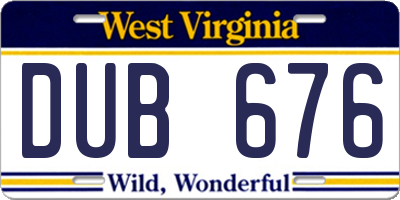WV license plate DUB676