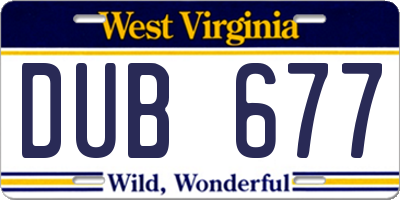 WV license plate DUB677