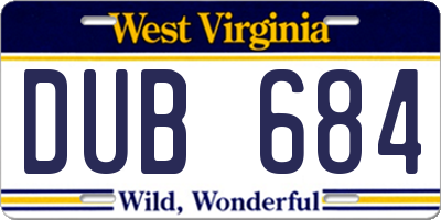 WV license plate DUB684
