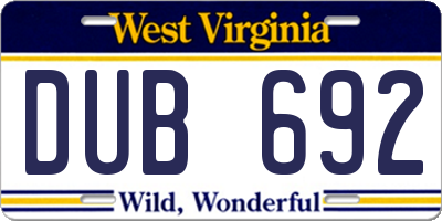 WV license plate DUB692