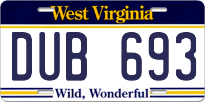 WV license plate DUB693