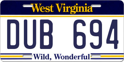 WV license plate DUB694
