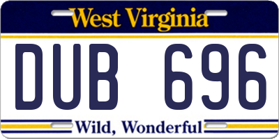 WV license plate DUB696