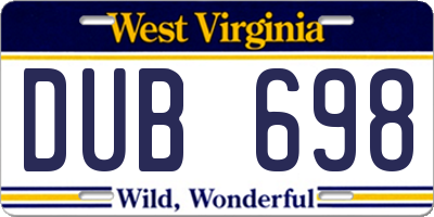 WV license plate DUB698
