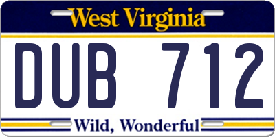 WV license plate DUB712