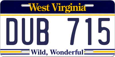 WV license plate DUB715