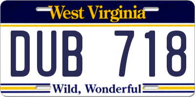 WV license plate DUB718