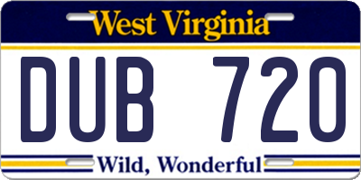 WV license plate DUB720