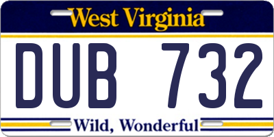 WV license plate DUB732