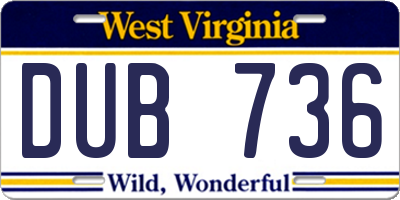 WV license plate DUB736