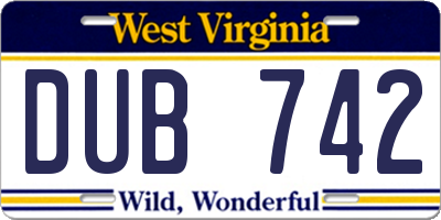 WV license plate DUB742