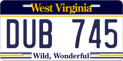WV license plate DUB745