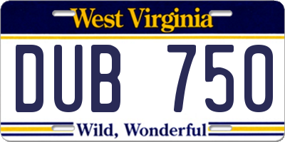 WV license plate DUB750