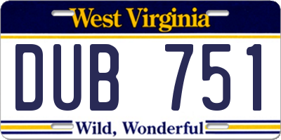 WV license plate DUB751