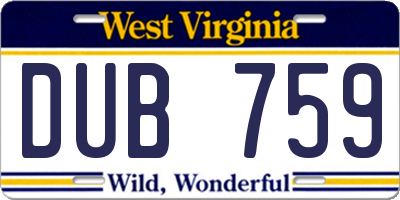 WV license plate DUB759