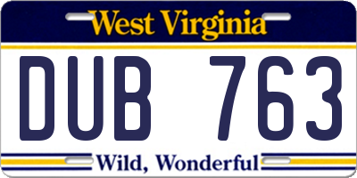 WV license plate DUB763