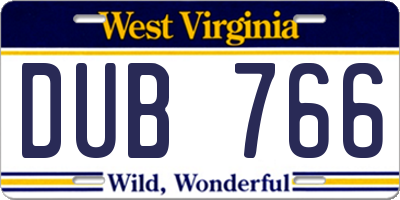 WV license plate DUB766
