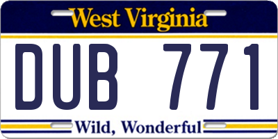 WV license plate DUB771