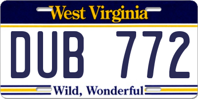 WV license plate DUB772