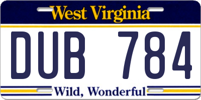 WV license plate DUB784