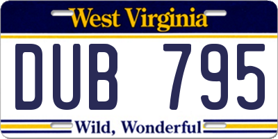 WV license plate DUB795