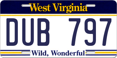 WV license plate DUB797