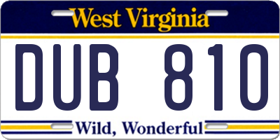WV license plate DUB810